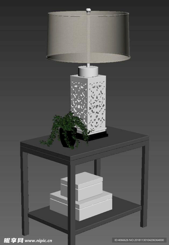 边角茶几台灯3d模型