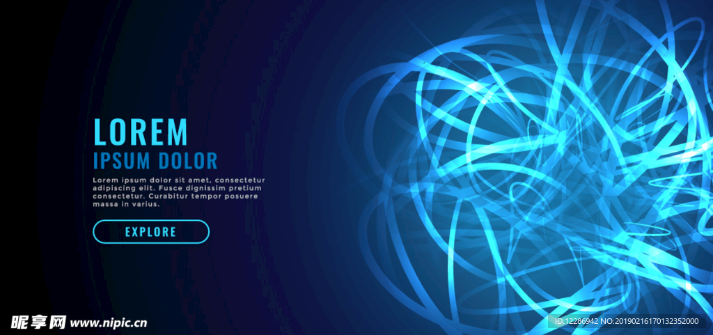 蓝色科技光效线条海报背景素材