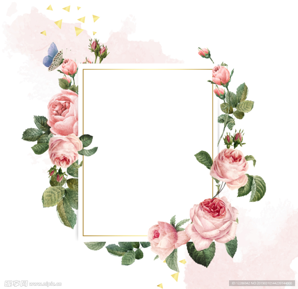 绿色植物花朵花卉树叶手绘背景