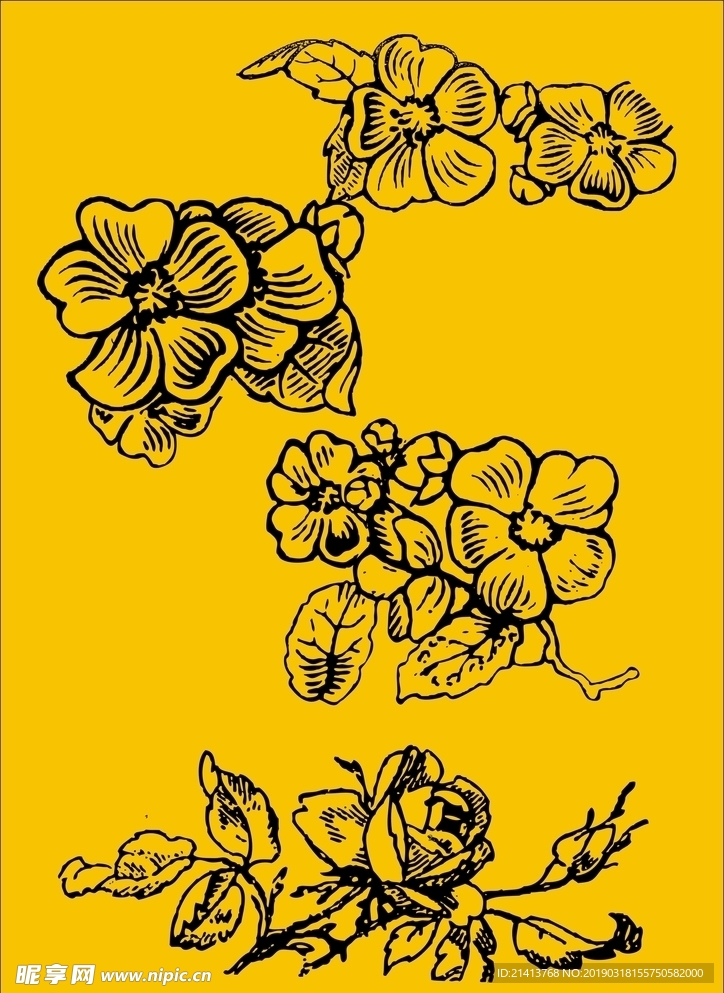 手绘花卉素材