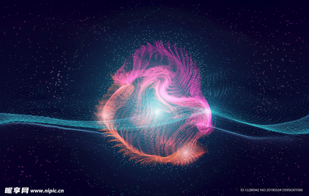 青色科技光效线条海报背景素材