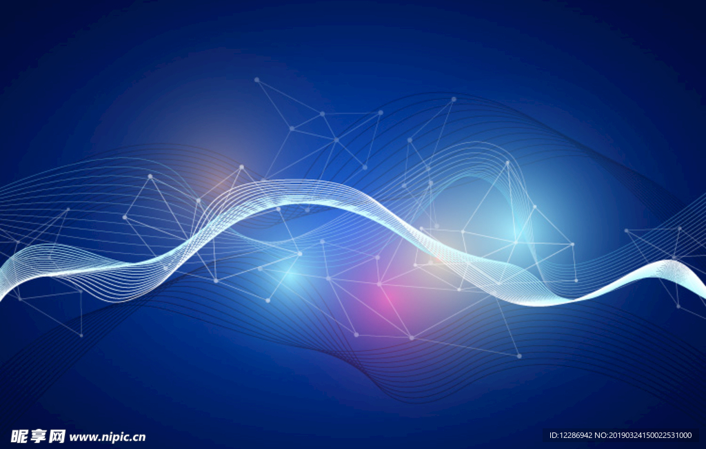 蓝色科技光效线条海报背景素材