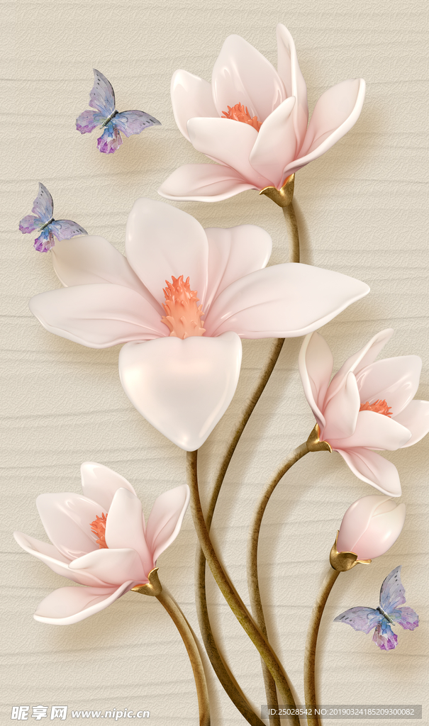 玉兰花蝴蝶玄关背景