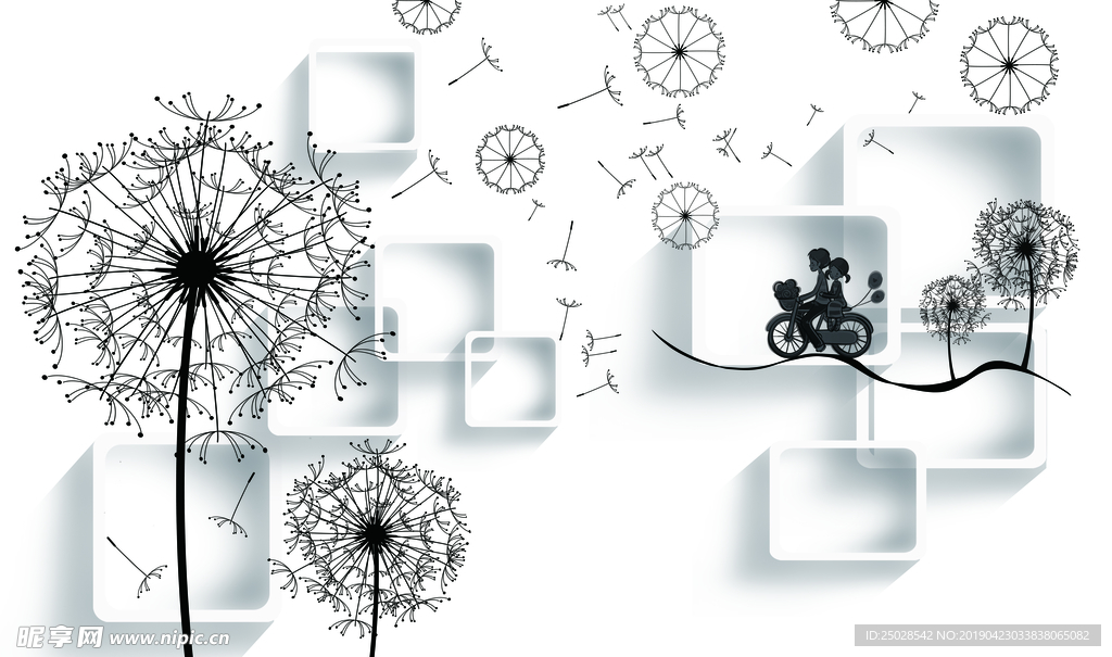 方框蒲公英背景