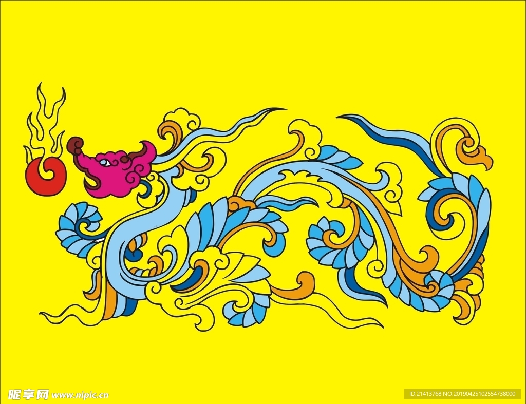 手绘线描龙