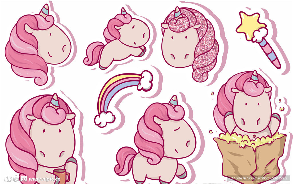 彩色独角兽贴纸