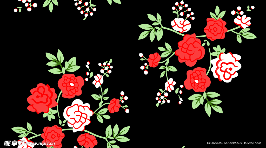 黑底矢量花朵