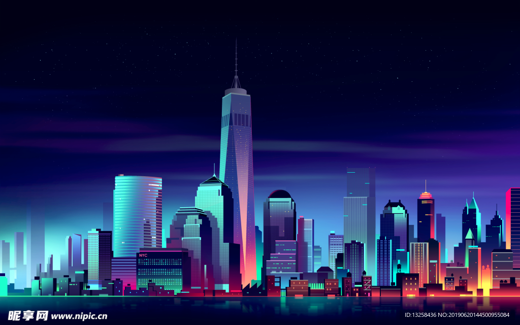 彩色城市插画背景