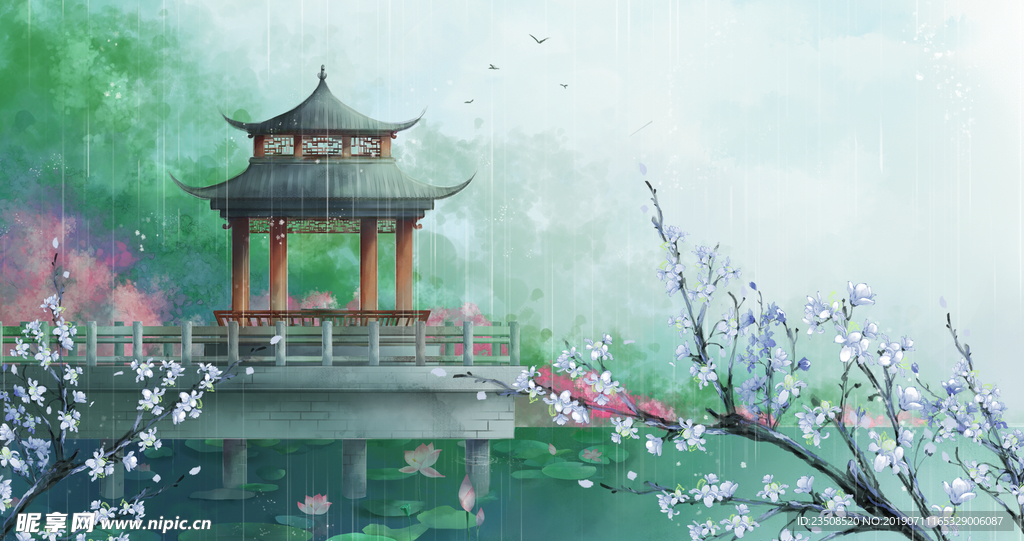 中国风建筑插画