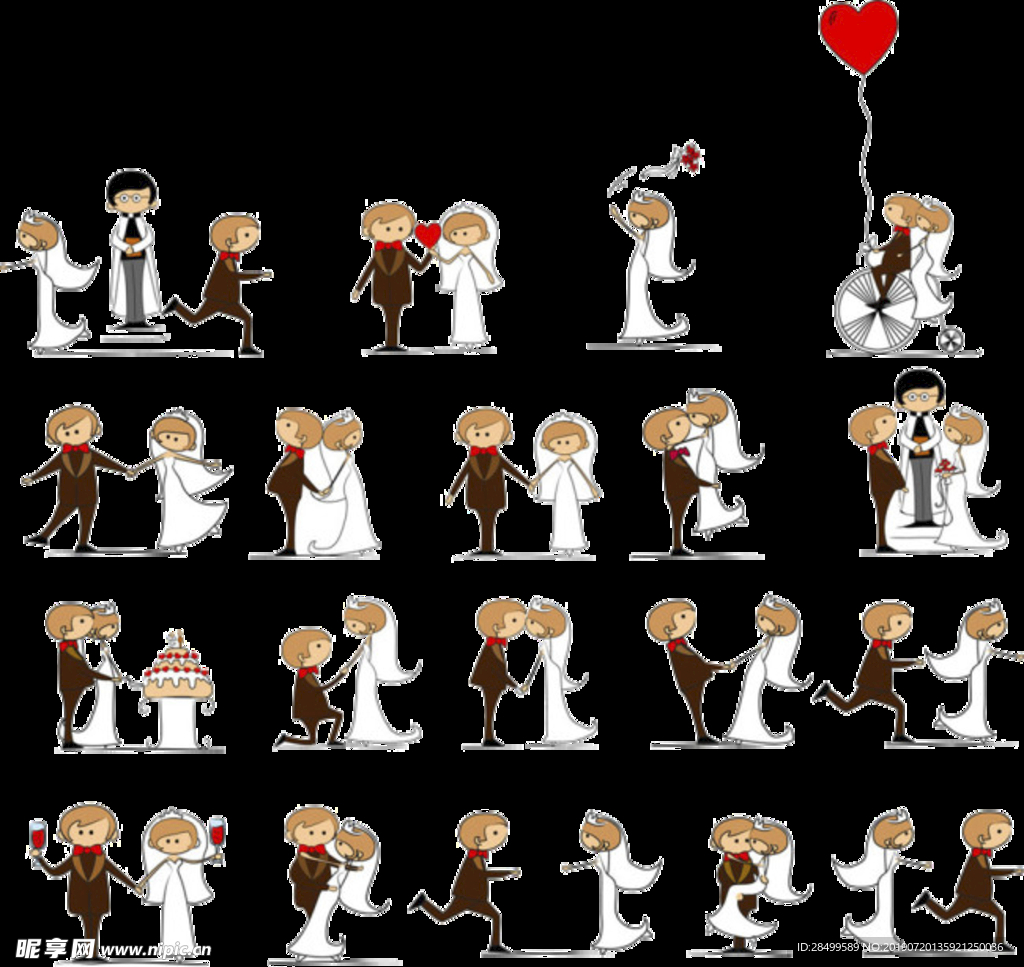 卡通新郎 新娘
