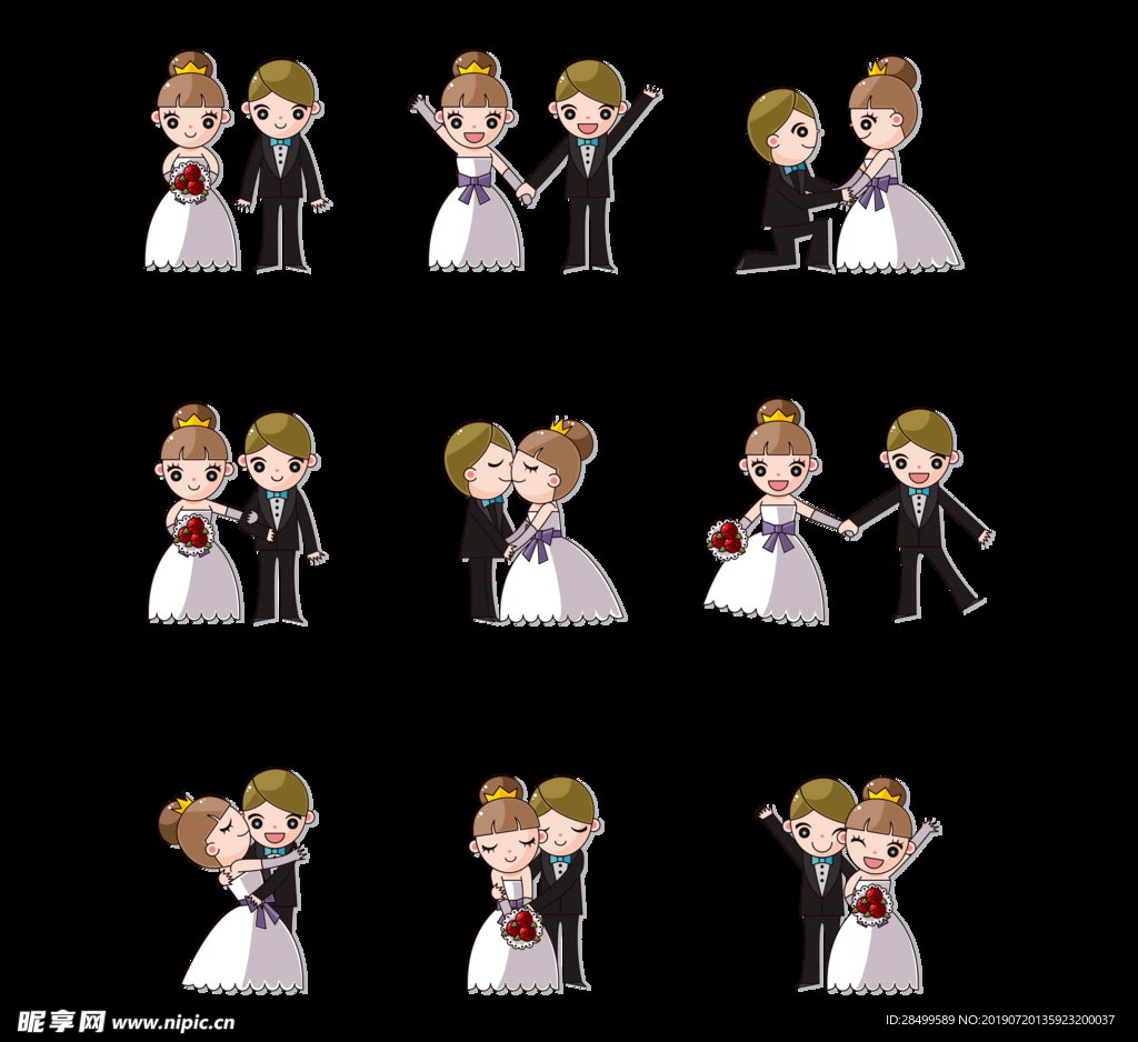 卡通新郎新娘