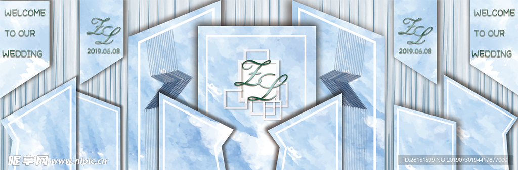 小清新婚礼 简约蓝色婚礼