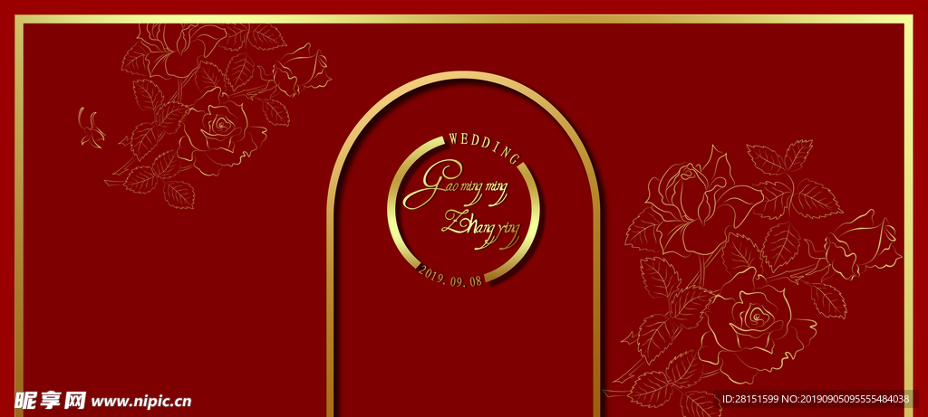 红色婚礼背景照片