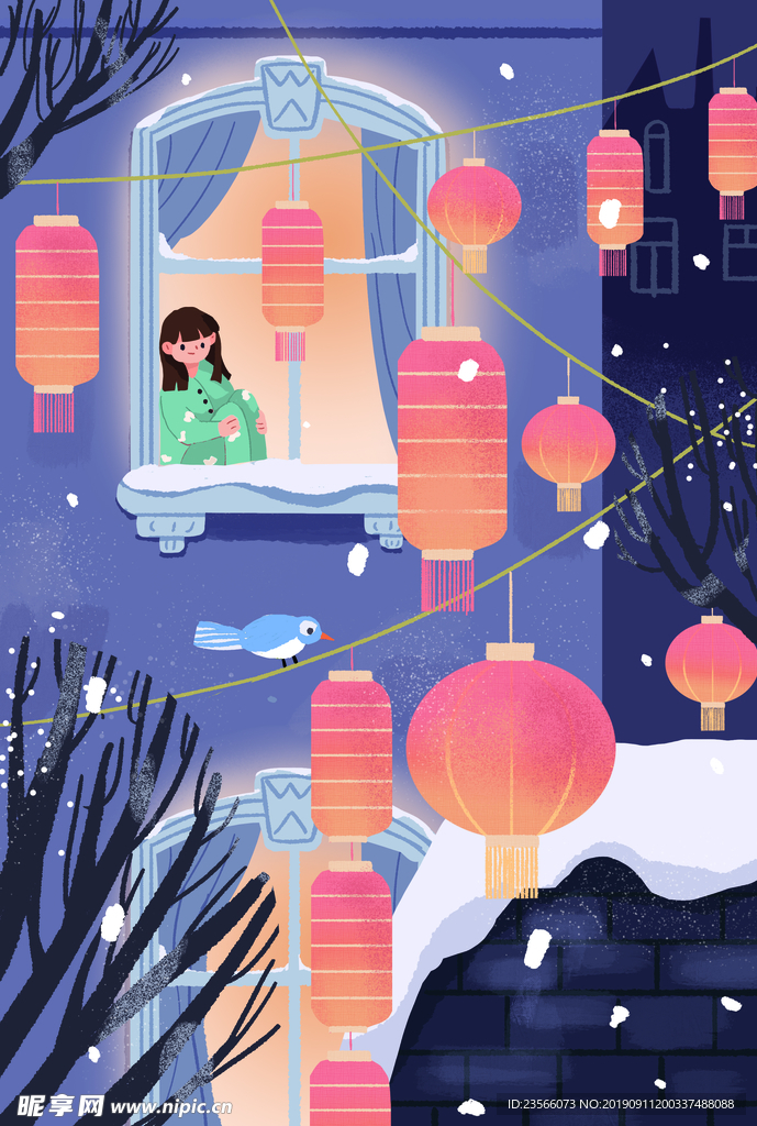 元宵节创意插画