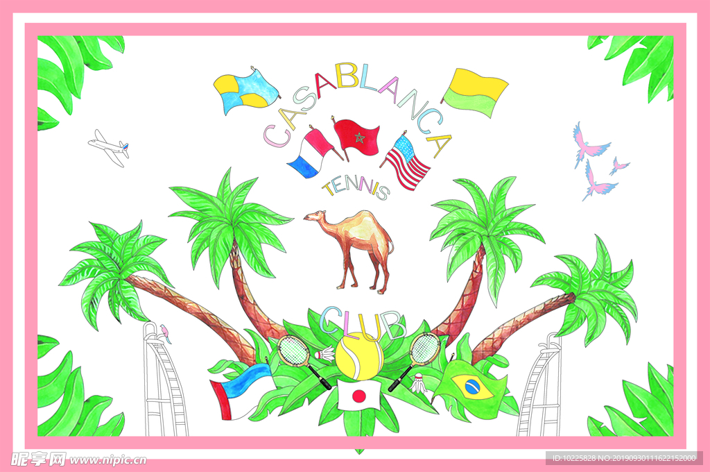 椰子树丝巾图案