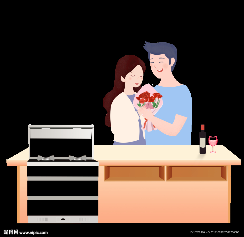 七夕节集成灶元素手绘画