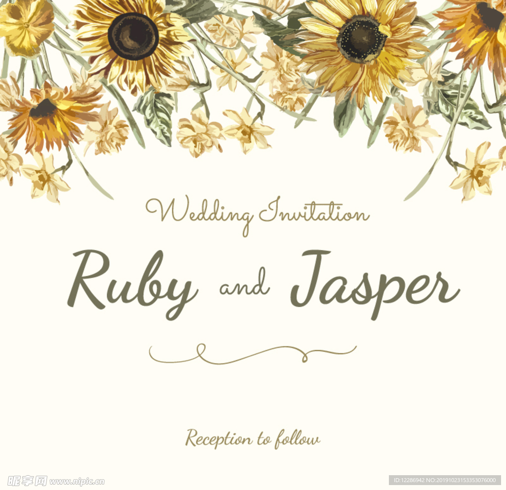 婚礼手绘植物花卉背景