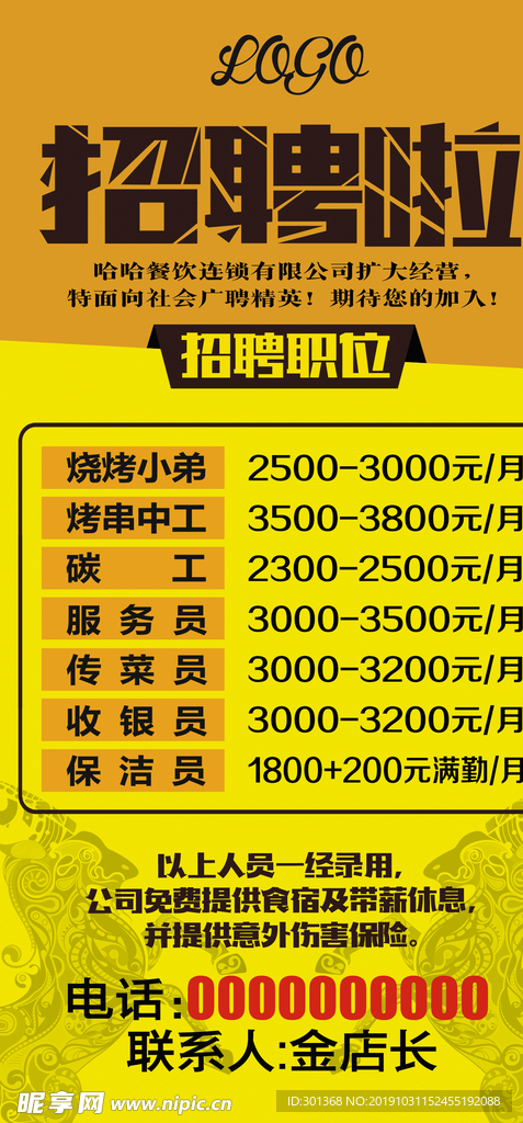 餐饮招聘展架