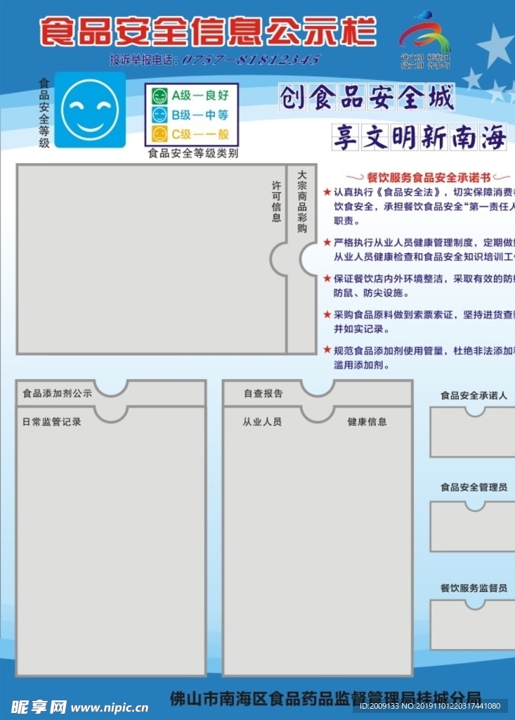 南海食品餐饮公示栏