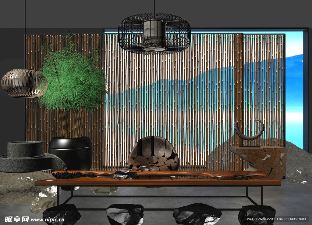 禅意茶台3d模型