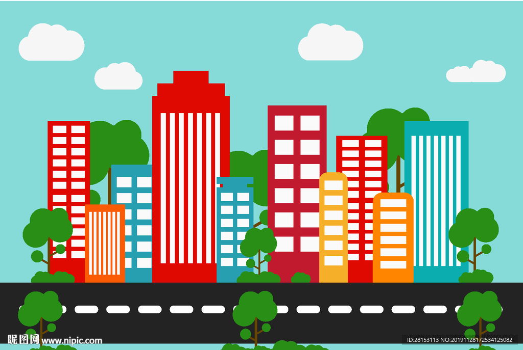 楼房 剪影 彩色楼