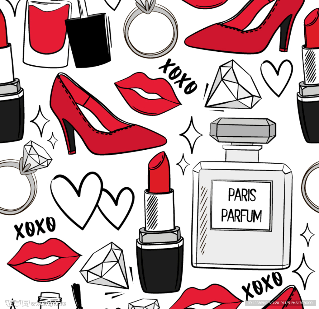 手绘卡通化妆品背景