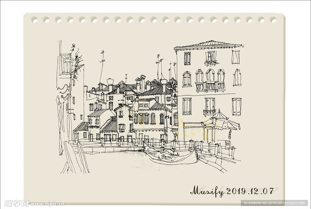 意大利风景素描画