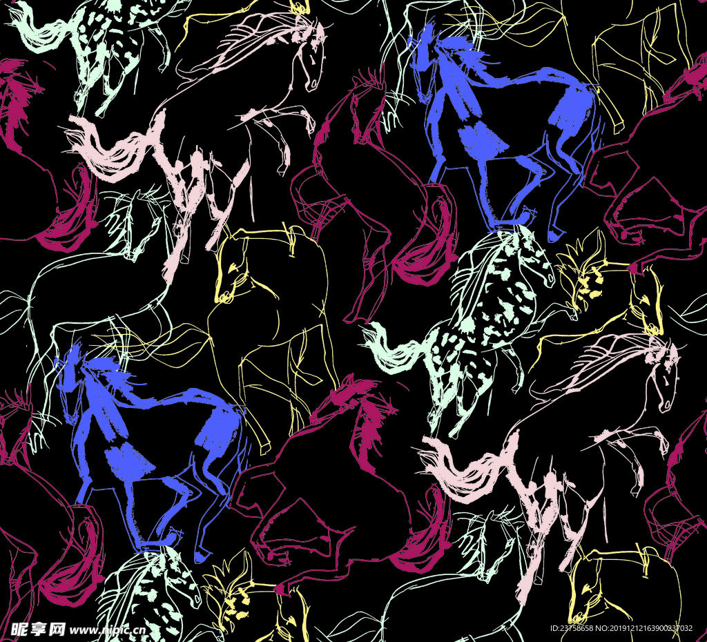 彩色 骏马  大牌