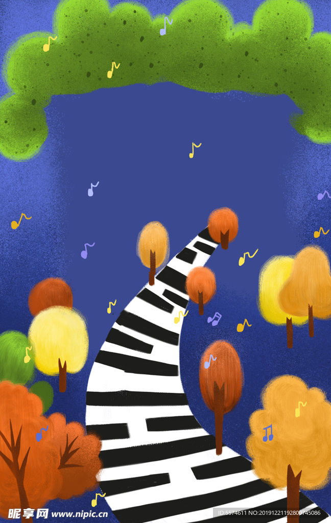 梦幻插画 卡通风景插画