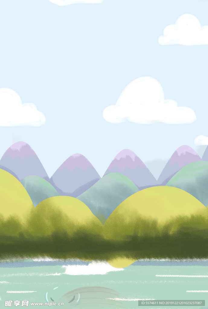 梦幻插画 卡通风景插画