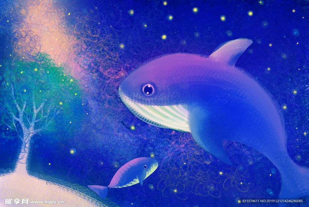 梦幻插画 卡通 动物梦幻插画