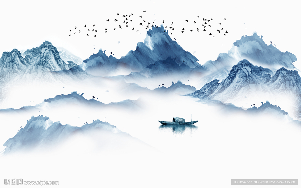 新中式水墨山水图片