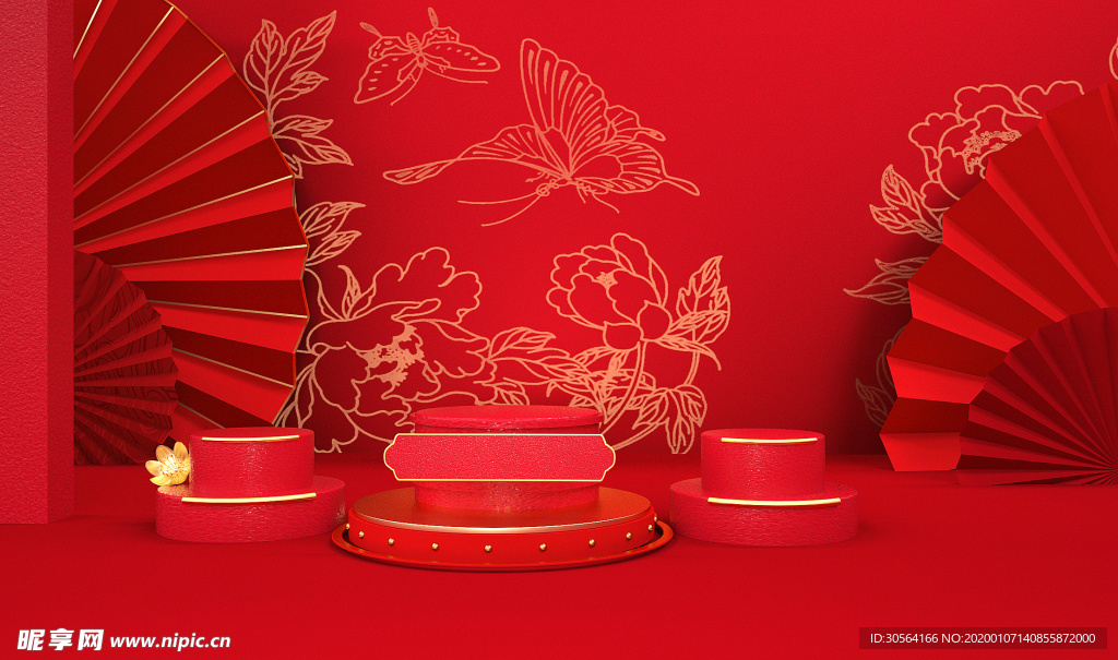 新年红色立体背景