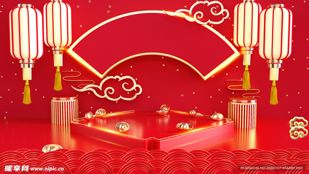 喜庆红色电商背景