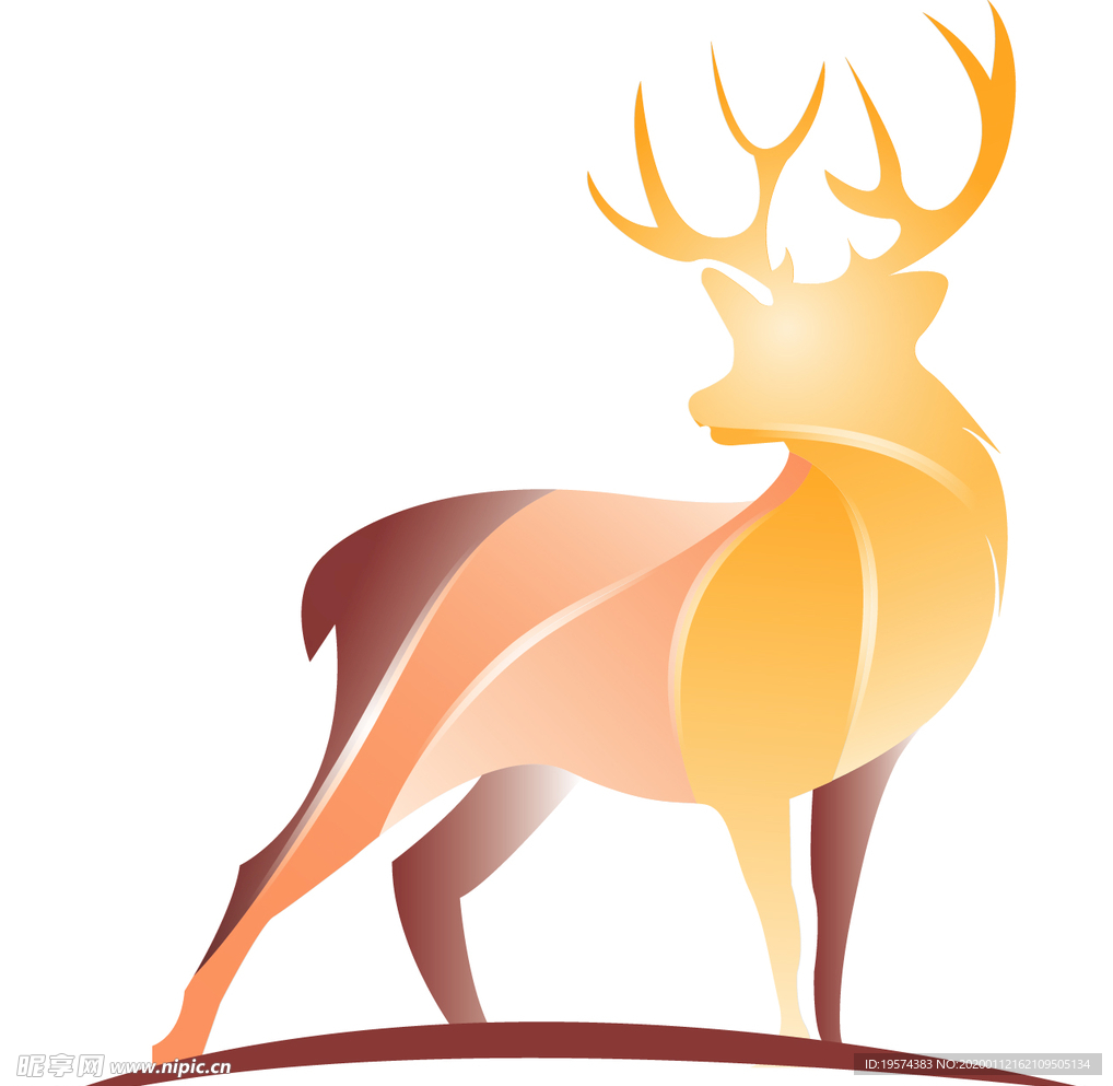 麋鹿动物剪影3d图标标志