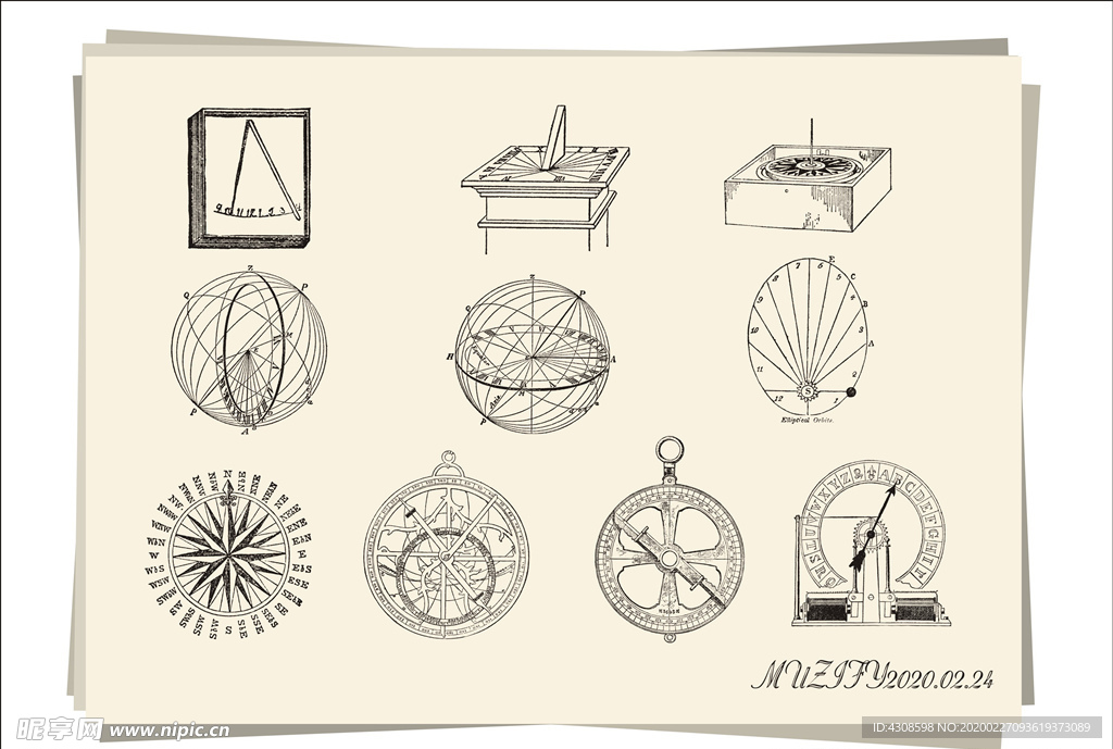 10款欧式复古钟表 手绘稿