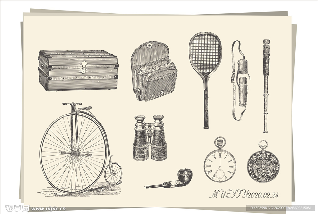 10款入欧洲旅行用品手绘稿