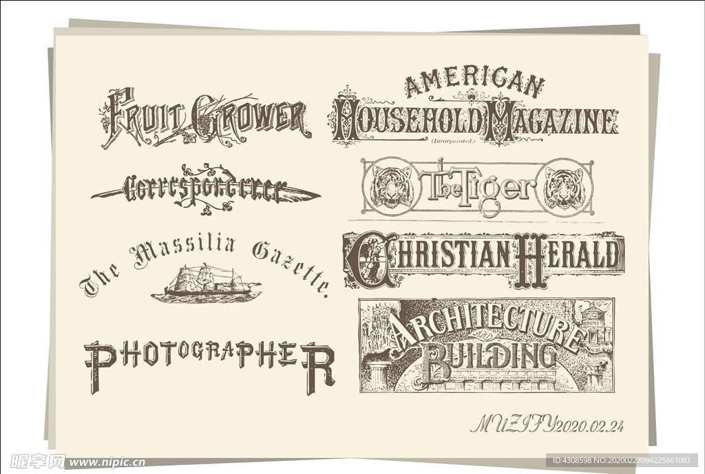 8款入复古字体标题设计