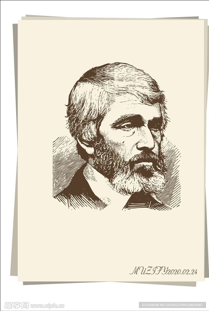 国外男子头像手绘稿