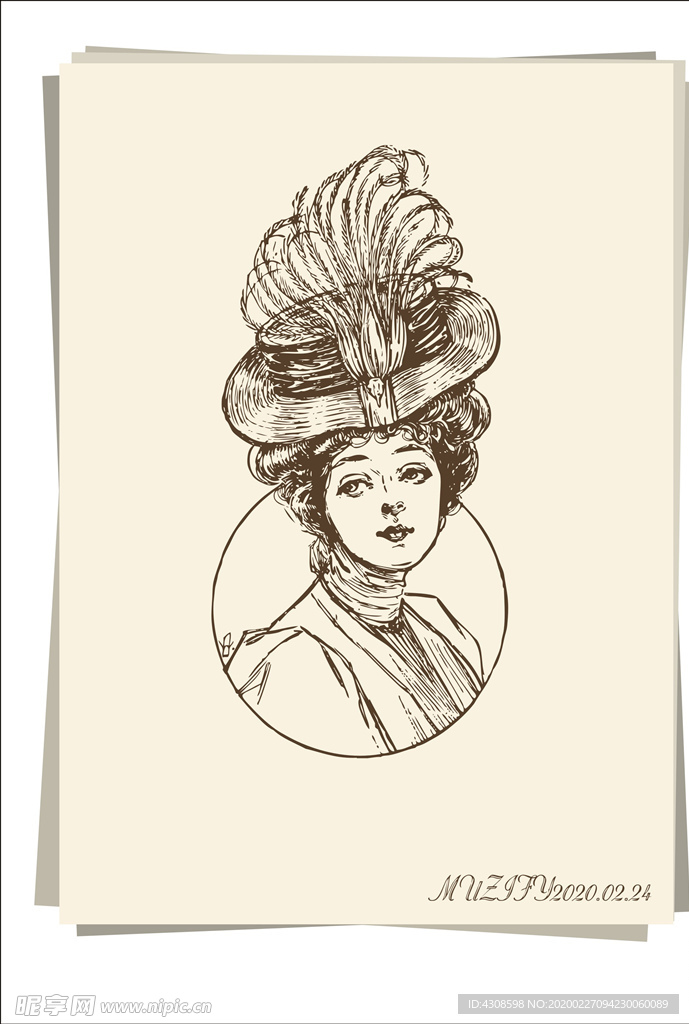 欧洲贵族女子半身像