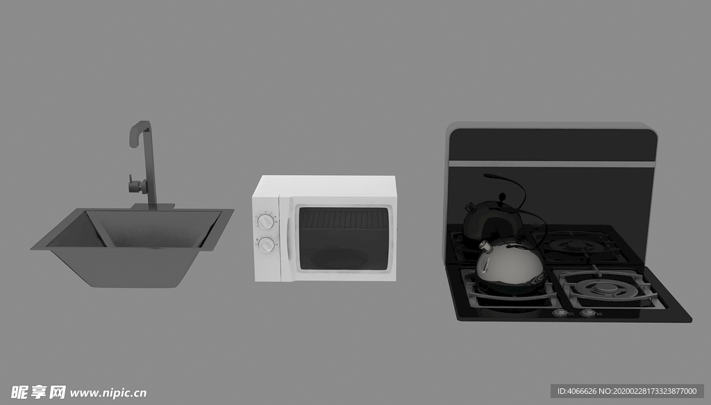 煤气炉水池微波炉3d模型