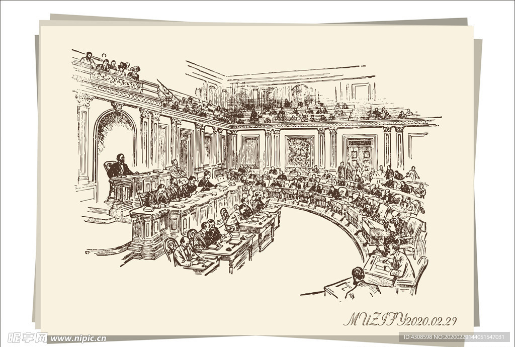 参议院手绘稿