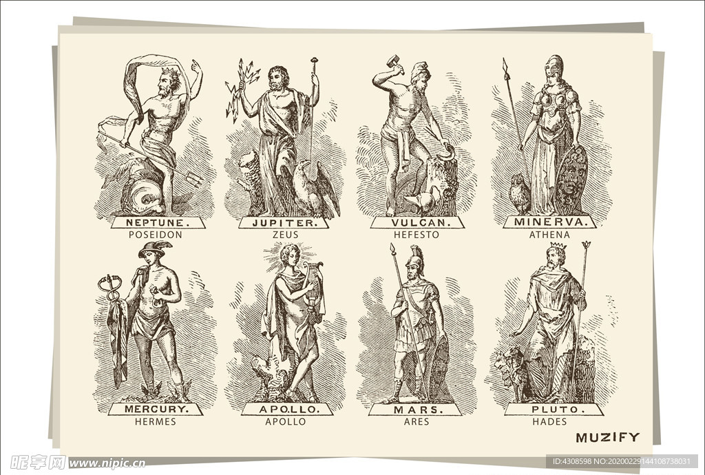 希腊诸神手绘稿