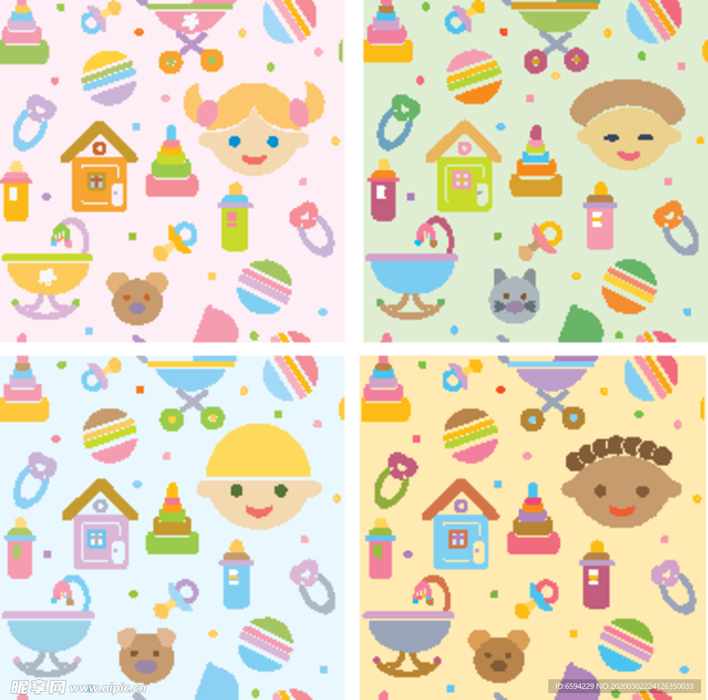 无限重复儿童卡通插画