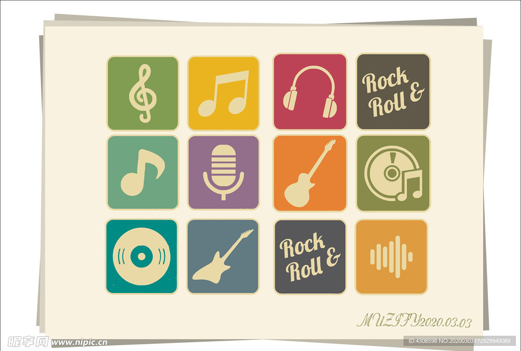 12款入复古音乐图案小图标