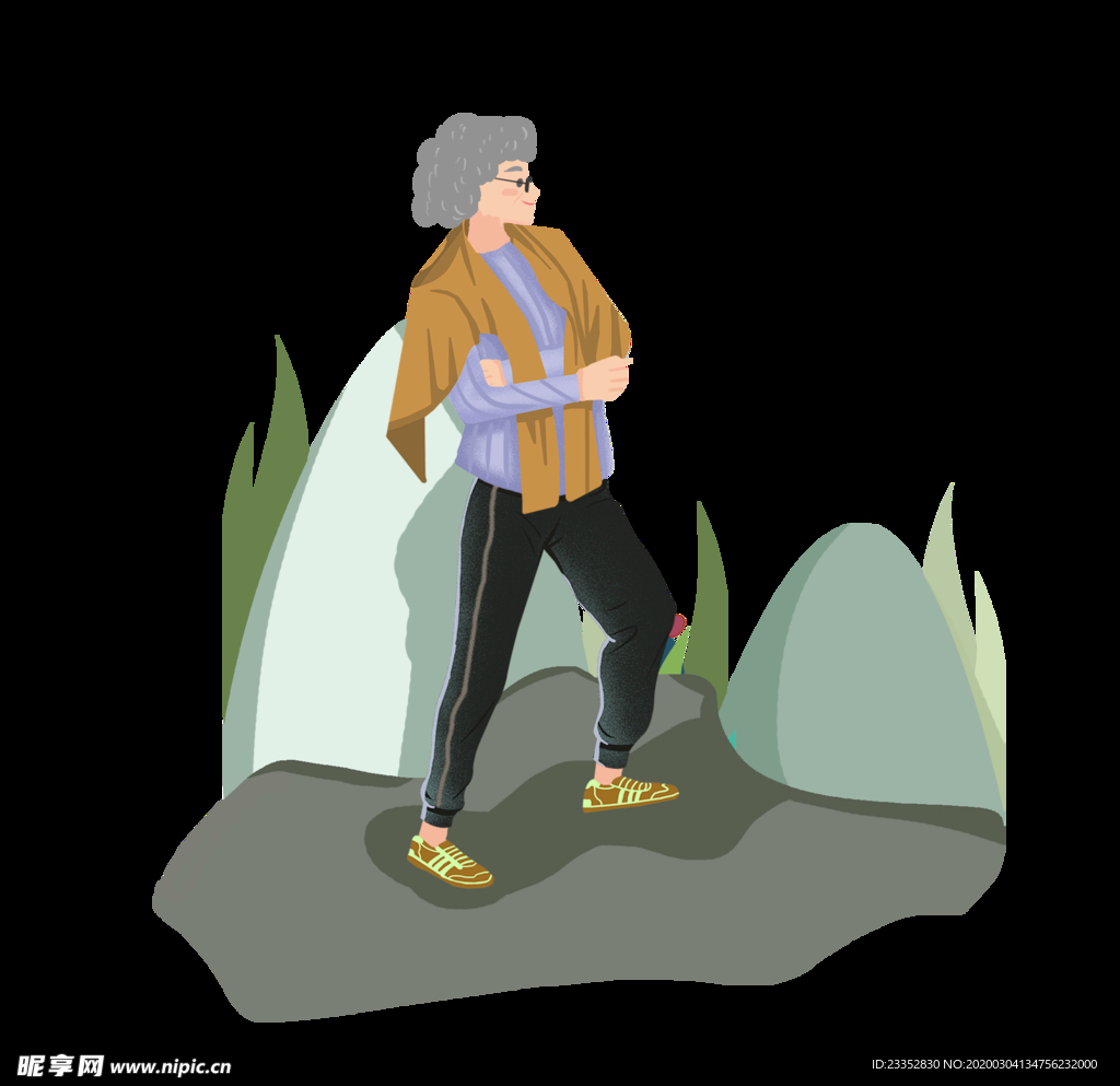 重阳节老人登高登山素材