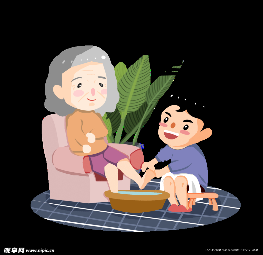 重阳节照顾老人洗脚素材
