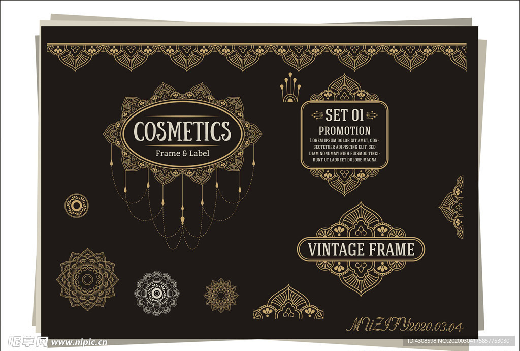 烫金复古花边设计手绘稿