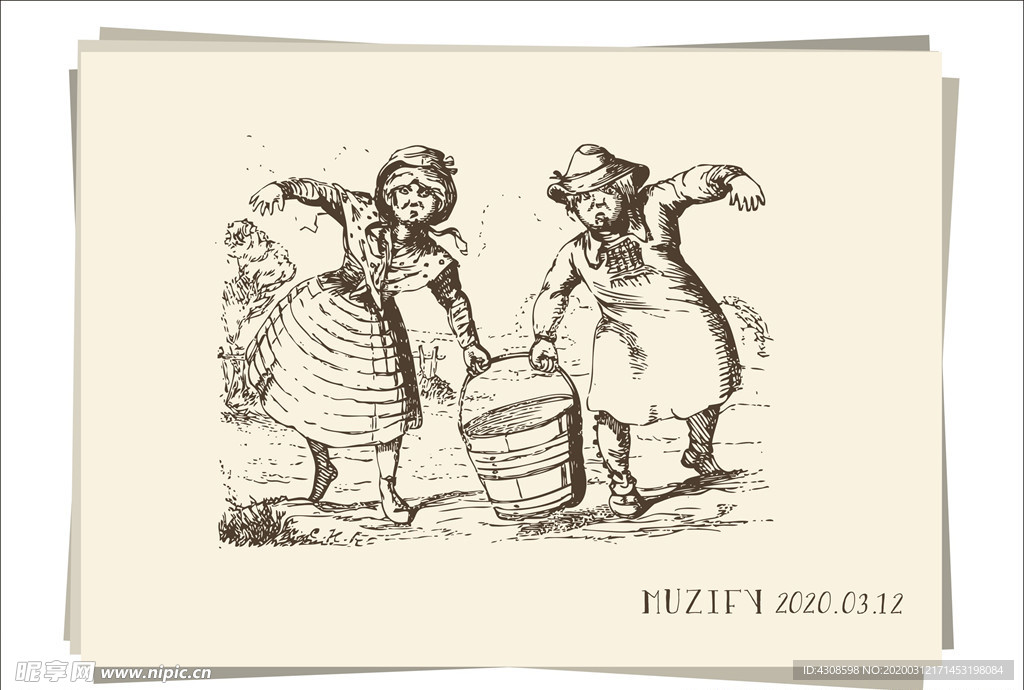 两位抬水的女子