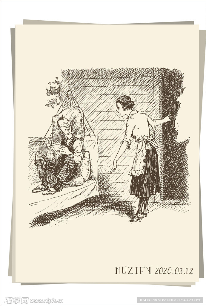 阅读的男子与妻子